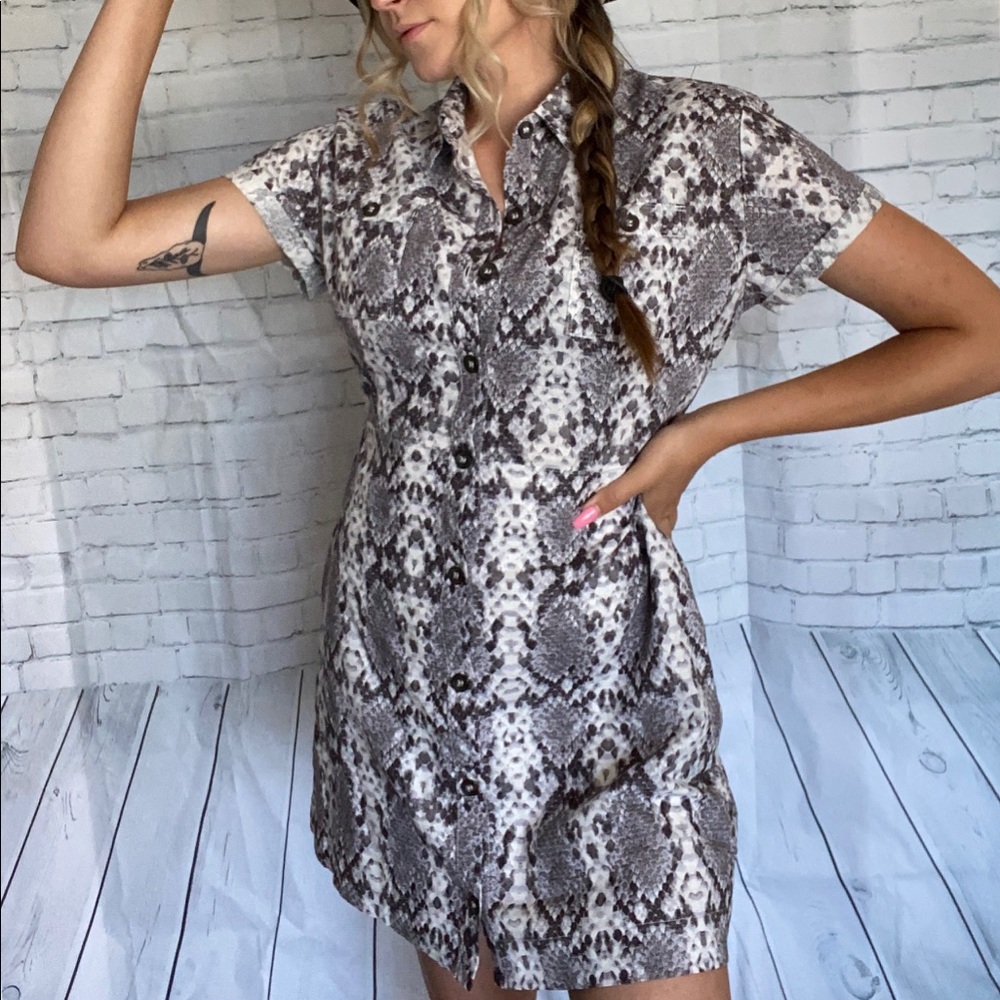 Free people snakeskin button down dress